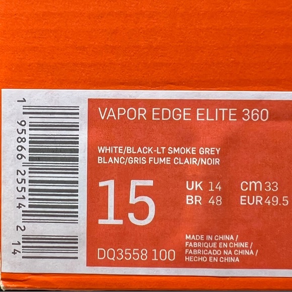 NEW Nike Vapor Edge Elite 360 Flyknit Football Cleats White DQ3558-100 Size 15 - Picture 10 of 10